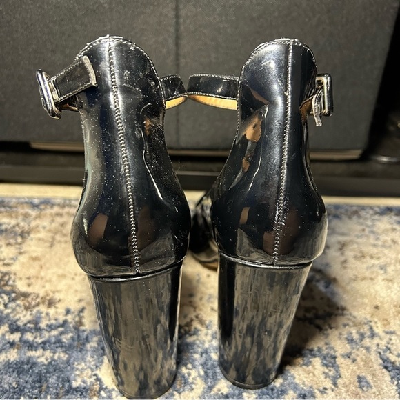 Steve Madden Vivii Black Faux Patent Leather Mary Jane Ankle Strap Heels Size 7 - Picture 9 of 11